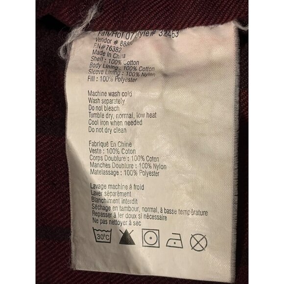 VTG Timberland Mens XXL Beige Canvas Barn Coat Red Plaid Flannel Lining Full Zip - Picture 4 of 12